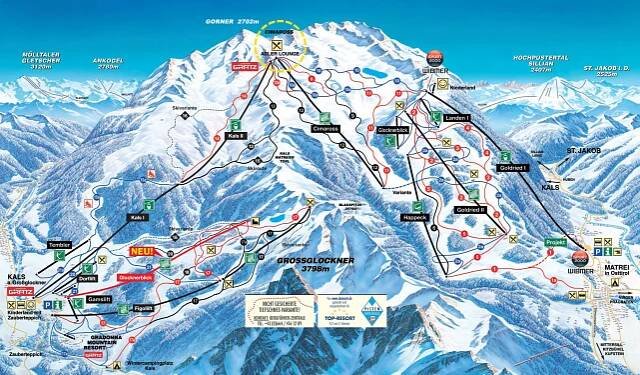 Kals Matrei / Grossglockner Resort - mapa sjezdovek