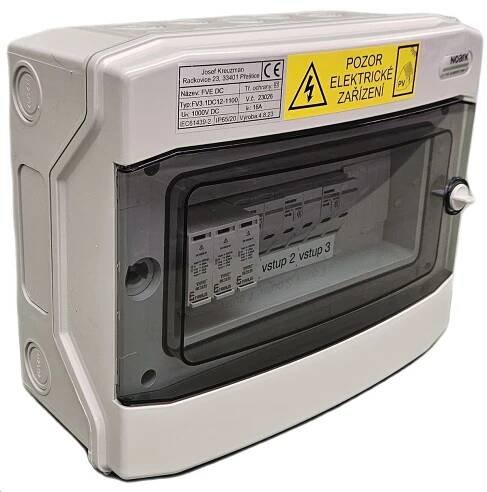 Elektrický rozvaděč pro FVE, 3 stringy, 1 svodič, 1000V DC