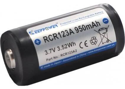 Baterie Keeppower RCR123A 3.7V 950 mAh (Li-Ion) - nabijecí, 1 ks