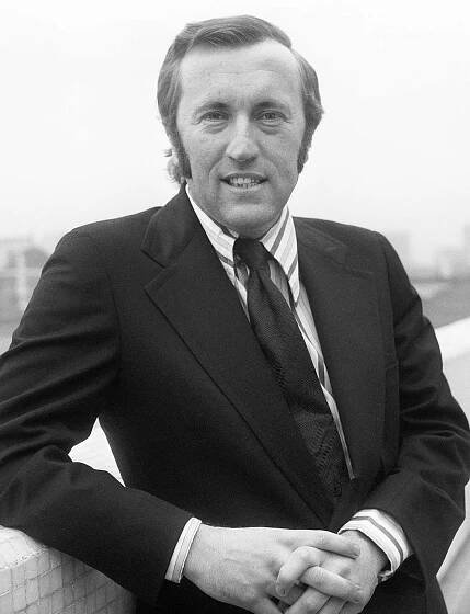 David Frost at London Weekend Television's centre on the South Bank, London 