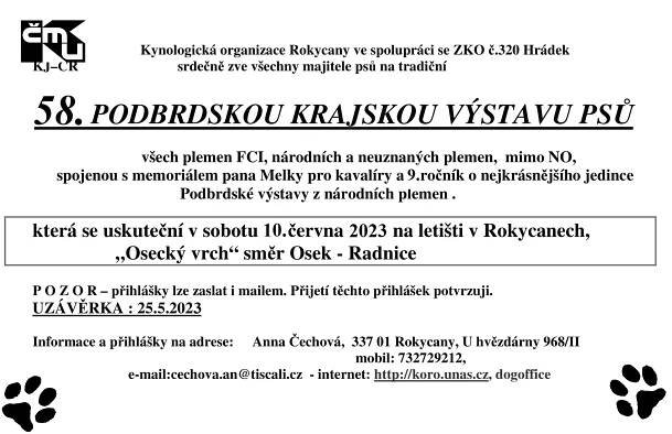 58. Podbrdská krajská výstava psů: Rokycany