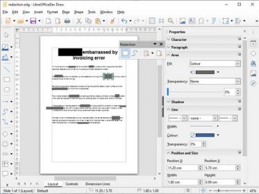 Redacting a document in LibreOffice 6.3