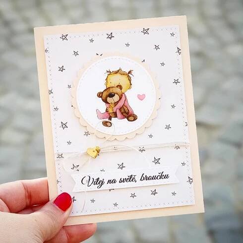 Pretty Papers - PŘÁNÍ K NAROZENÍ MIMINKA - originální ručně vyrobené přání