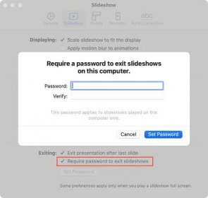 Require Password to Exit Keynote on Mac