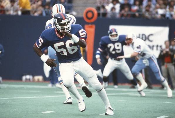 Lawrence Taylor #56 of the New York Giants playing football.