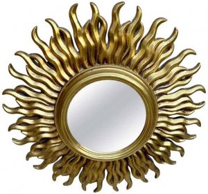 Mid-Century French Sunburst Mirror in Gold, 1950s