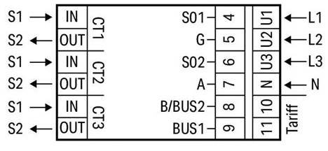879-3040 Elektroměr MID nepřímý x/5 3f. 1-2tarif Modbus + M-Bus Bluetooth 3