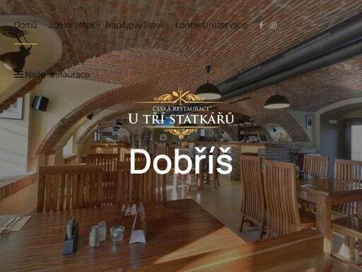 u tří statkářů, česká restaurace, dobříš, penzion, wellness