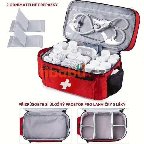 MedicBag Extra prostorný organizér na zdravotní potřeby a léky – s odepínacím popruhem a nastavitelnými přihrádkami - tibabu.cz