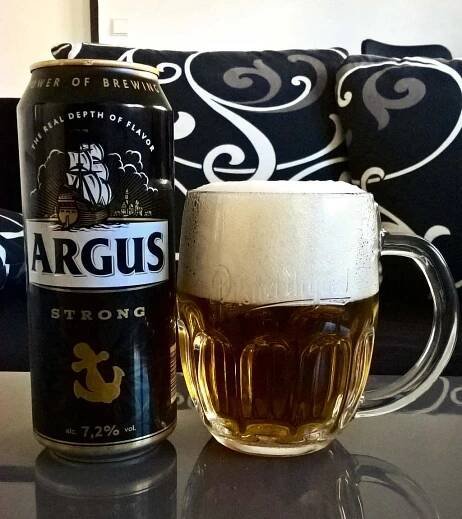 Argus Strong, světlé speciální pivo prodávané pouze v plechovce, vyráběné pro řetězec Lidl (pivovar neuveden) plechovka 2017