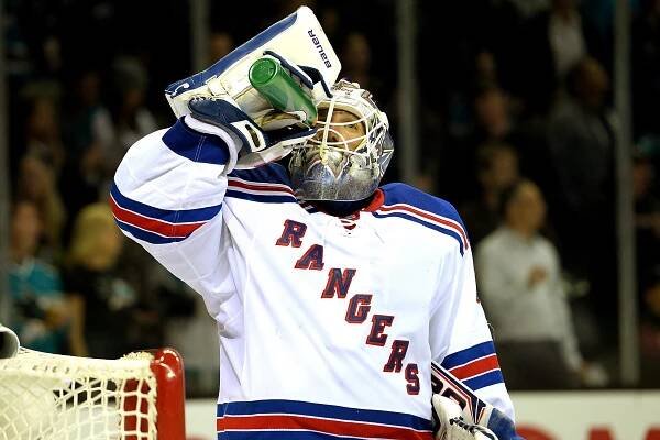 Henrik Lundqvist in net for the Rangers game against the Sharks