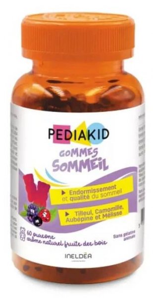 Pediakid Klidný spánek – veganské gumové bonbóny pro děti s heřmánkem, meduňkou a lípou (příchuť bobulové ovoce), 60 ks