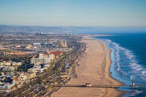 letecké snímkování elektrárny huntington beach a aes - huntington beach - stock snímky, obrázky a fotky