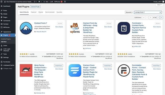 Contact Form 7 on the plugins list.