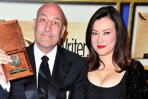 Sam Simon and Jennifer Tilly in the pressroom at the 2014 Writers Guild Awards L.A. Ceremony at JW Marriott Los Angeles at L.A. LIVE on February 1, 2014 in Los Angeles, California. 