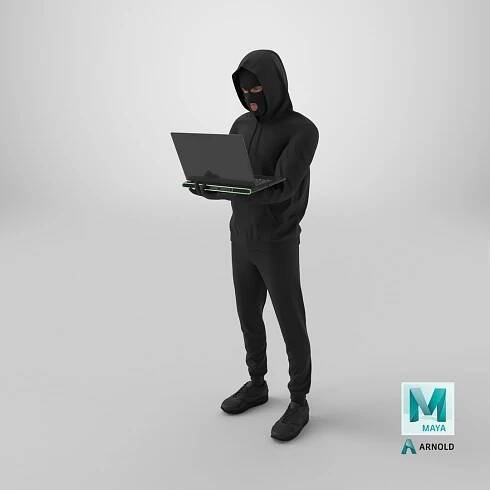 3D Hooded Hacker Character Holding Laptop https://p.turbosquid.com/ts-thumb/CW/B7AtTH/Dq/stemcell_maya_arnold_render/png/1738818616/1920x1080/fit_q87/9eb0e52fffd65d90a27b69996a3804549f90ae70/stemcell_maya_arnold_render.jpg