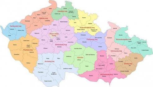 Okresy, kraje a důležitá města v Česku