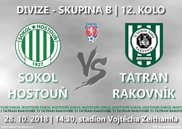 A tým | V neděli přivítáme na domácím hřišti Tatran Rakovník | Sokol Hostouň