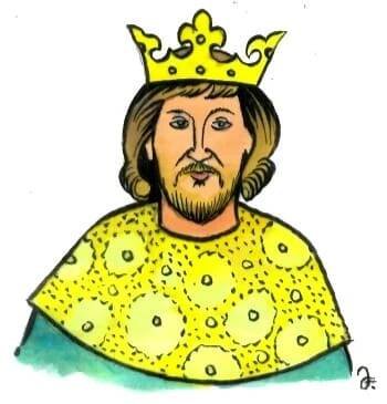 Král Václav II. byl se svým rádcem spokojen. (Kresba: Jiří Filípek)