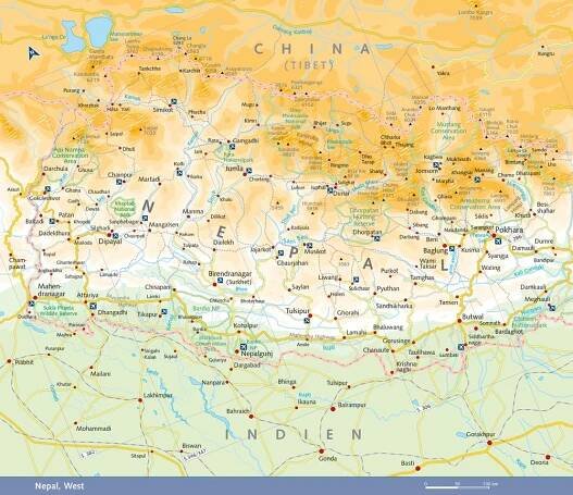 Nepal Karte Westen