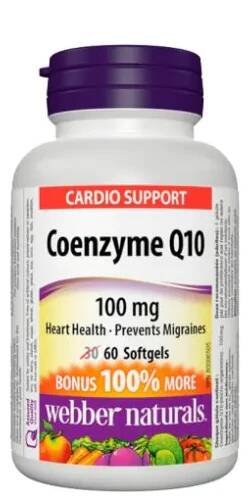 Koenzým Q10 100 mg -  má priaznivé účinky pre srdce, prispieva k produkcii energie z potravy