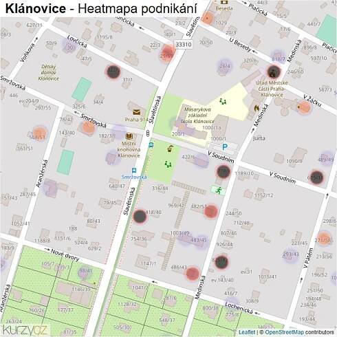 Mapa Klánovice - Firmy v části obce.