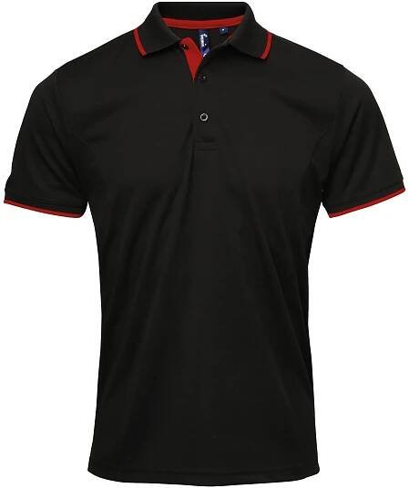Premier - Pánská polokošile "Coolchecker" PC5466 (XXL) (černá/červená)