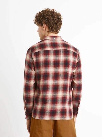 Celio Červená pánská kostkovaná košile Celio Camulto