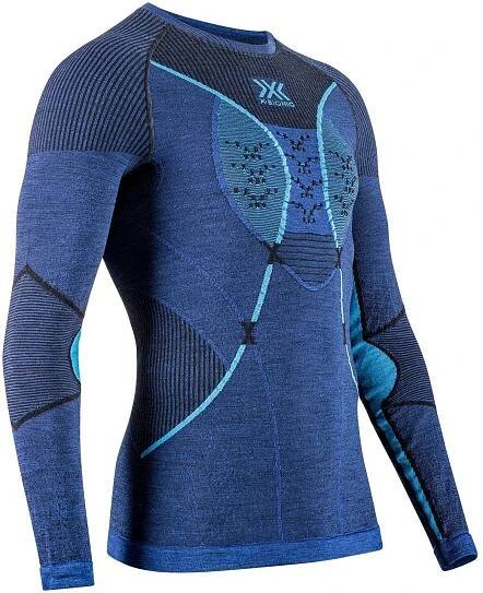 Pánské funkční tričko X-Bionic Merino Shirt Lg Sl Men - dark ocean/sky blue