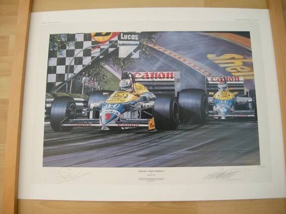 Nigel Mansell rot 5 - SIGNIERTER Druck, Watt - WILLIAMS Honda F1 - ORIGINAL - SELTEN!