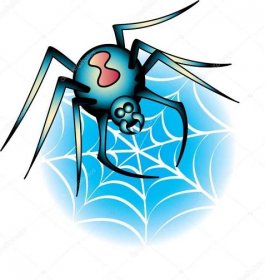 Černá vdova pavouk na tetování webdesign — Ilustrace