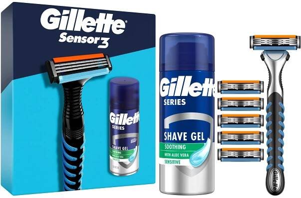 Kazeta 3ks - Gillette Sensor3 (strojek + 6ks náhradní + series gel 75ml)