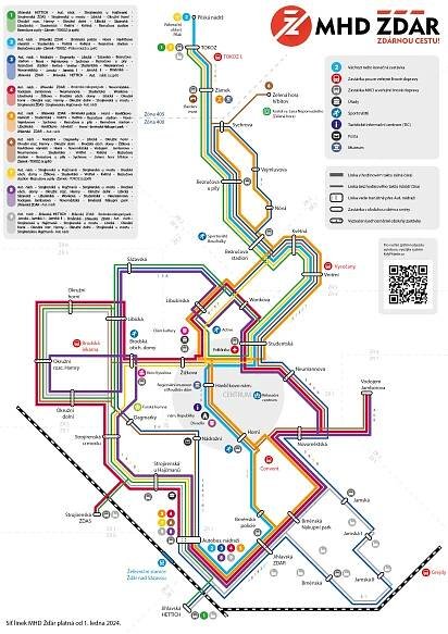 Mapa linek MHD – MHD Žďár nad Sázavou 