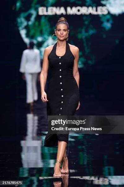 Model and a girl during the fashion show of Elena Morales at Gran Canaria Moda Calida, on October 4 in Las Palmas de Gran Canaria, Gran Canaria,...