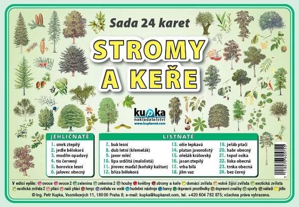 Sada 24 karet - stromy a keře nakladatelství Kupka