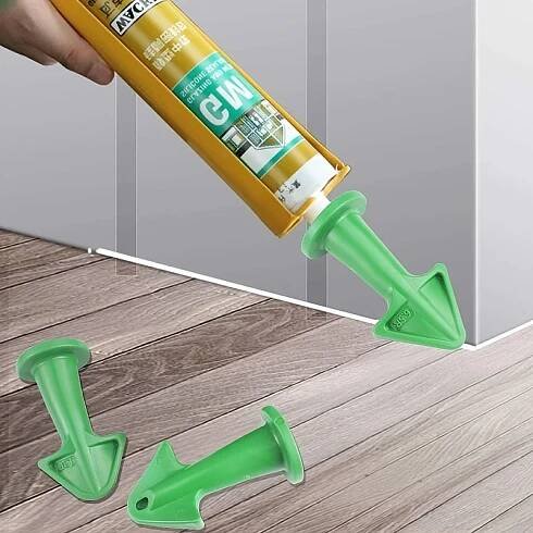 3pcs Silicone Caulk Nozzle Applicator Tools - Durable Plastic, * Handle for Floor Cleaning & Tile Joint Dirt Spatula, Ideal for Epoxy *