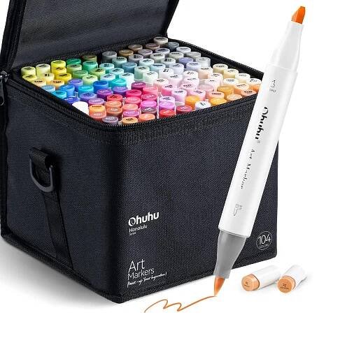 Oboustranné fixy Brush & Chisel, Ohuhu 6 ks Basic Tone | AteliérUmění.cz