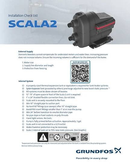 Návod k použití pomocného čerpadla GRUNDFOS SCALA2