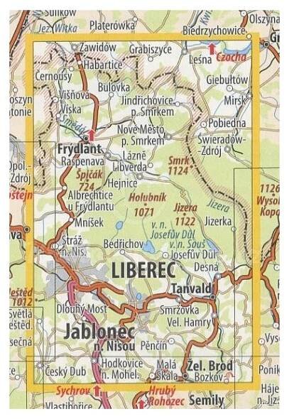20-21 Jizerské hory a Frýdlantsko - nástěnná turistická mapa (Provedení tmavě zelený, Varianta hliníkový rám)