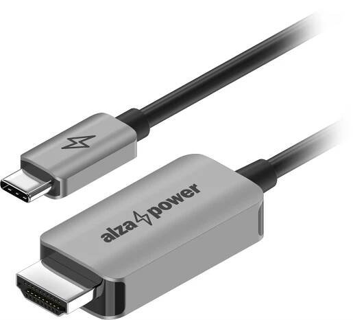 AlzaPower Alucore USB-C (M) na HDMI 2.1 8K 60Hz (M) 1.5m stříbrná