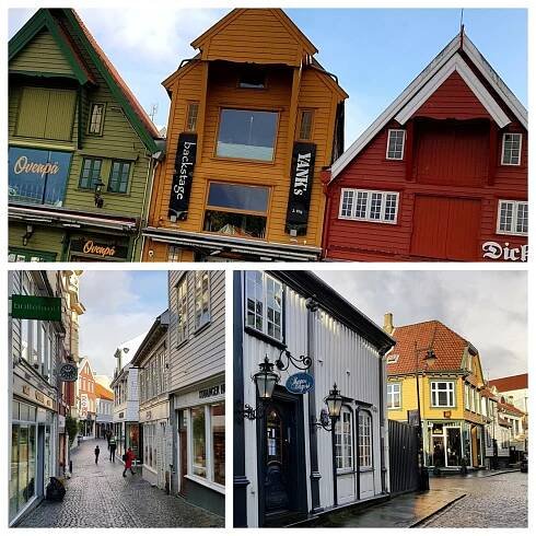 Handlegater og restauranter på østsiden av Vågen i Stavanger