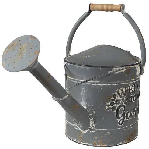 Šedá dekorační plechová konev s patinou Garden - 53*20*24 cm - Clayre & Eef
