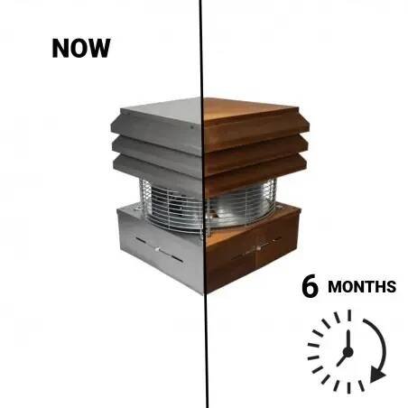 Komínový ventilátor profesionální corten hranatý pro komín
