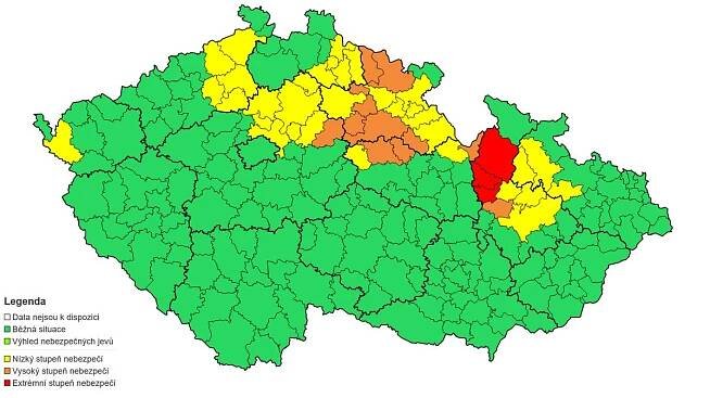 Meteorologové varují před povodněmi v Jeseníkách