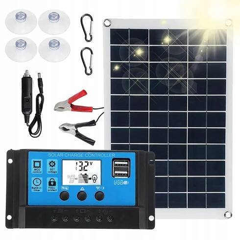 SOLÁRNÍ BATERIE SOLÁRNÍ PANEL 12V 100A REGULOVATELNÝ AKUMULÁTOR DRŽÁKY