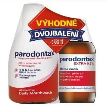 Parodontax ústní voda extra 0,2% 300 ml + Parodontax ústní voda 500 ml DUOpack (Zubní pasty)