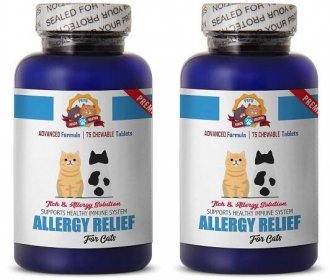 PETS HEALTH SOLUTION itch relief cats - PREMIUM ALLERGY RELIEF FOR CATS - IMMUNE SUPPORT - STOP THAT ITCH - TREATS - cat allergen blocker - 150 Treats (2 Bottle)