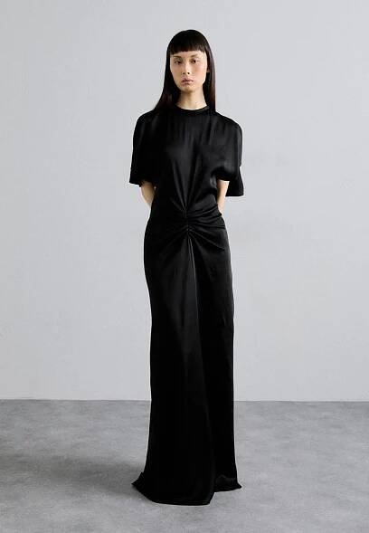GATHERED WAIST FLOOR LENGTH DRESS - Společenské šaty - black