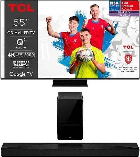 SET Mini LED Smart TV TCL 55C765 + Soundbar TCL Q75HE