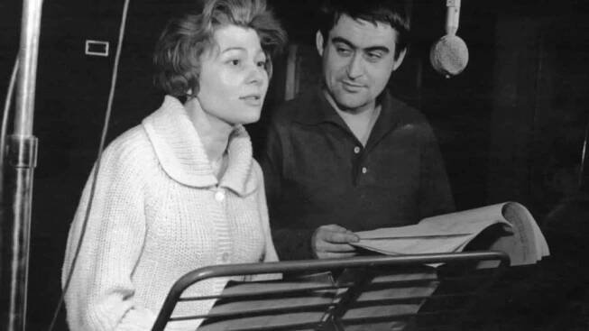 Dagmar Sedláčková a Ilja Racek při natáčení rozhlasové hry Sluneční hodiny  (30.4. 1962) | foto:  Archiv ČRo